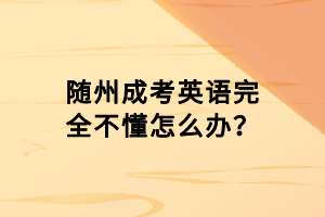 隨州成考英語完全不懂怎么辦？