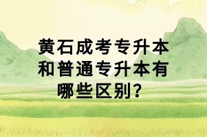 黃石成考專升本和普通專升本有哪些區(qū)別？