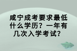 咸寧成考要求最低什么學歷？一年有幾次入學考試？