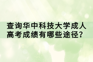 查詢?nèi)A中科技大學(xué)成人高考成績有哪些途徑？