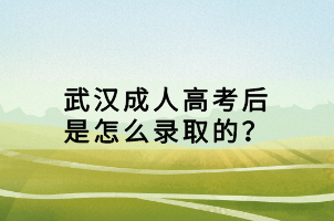 武漢成人高考后是怎么錄取的？