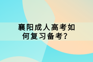 襄陽成人高考如何復(fù)習(xí)備考？