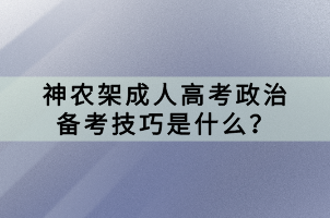 神農(nóng)架成人高考政治備考技巧是什么？