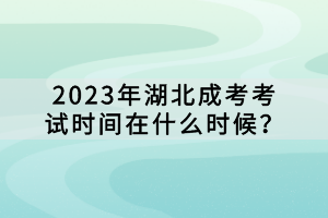 2023年湖北成考考試時間在什么時候？