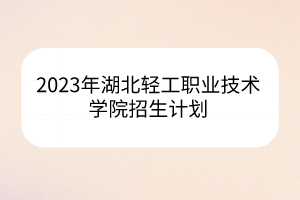 2023年湖北輕工職業(yè)技術學院招生計劃