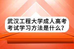 武漢工程大學(xué)成人高考考試學(xué)習(xí)方法是什么？