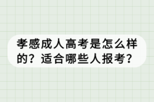 孝感成人高考是怎么樣的？適合哪些人報(bào)考？
