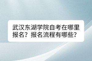 武漢東湖學(xué)院自考在哪里報名？報名流程有哪些？