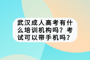 武漢成人高考有什么培訓(xùn)機構(gòu)嗎？考試可以帶手機嗎？