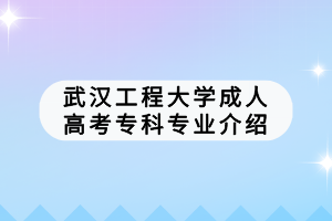 武漢工程大學(xué)成人高考?？茖I(yè)介紹