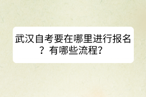 武漢自考要在哪里進行報名？有哪些流程？