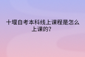 十堰自考本科線上課程是怎么上課的？