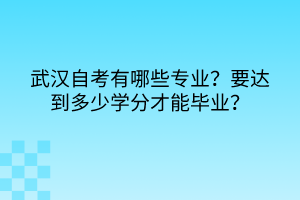 武漢自考有哪些專業(yè)？要達(dá)到多少學(xué)分才能畢業(yè)？