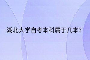 湖北大學自考本科屬于幾本？