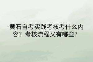 黃石自考實(shí)踐考核考什么內(nèi)容？考核流程又有哪些？