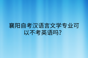 襄陽自考漢語言文學(xué)專業(yè)可以不考英語嗎？