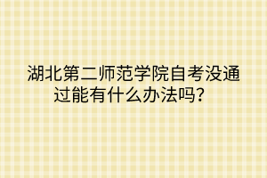 湖北第二師范學院自考沒通過能有什么辦法嗎？