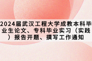 2024屆武漢工程大學(xué)成教本科畢業(yè)生論文、?？飘厴I(yè)實習(xí)（實踐）報告開題、撰寫工作通知