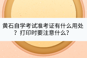 黃石自學(xué)考試準(zhǔn)考證有什么用處？打印時要注意什么？