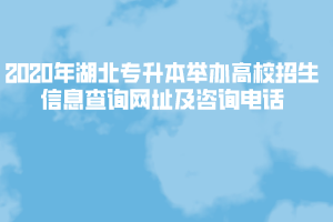 2020年湖北專(zhuān)升本舉辦高校招生信息查詢(xún)網(wǎng)址及咨詢(xún)電話(huà)