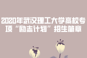 2020年武漢理工大學(xué)高校專項“勵志計劃”招生簡章