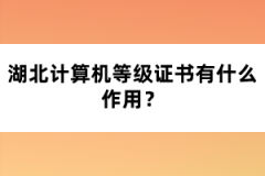 湖北計(jì)算機(jī)等級證書有什么作用？