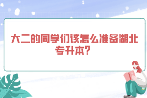 大二的同學(xué)們?cè)撛趺礈?zhǔn)備湖北專升本？