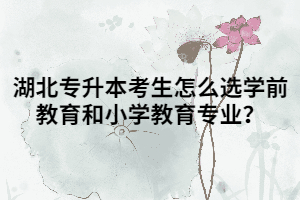 湖北專升本考生怎么選學(xué)前教育和小學(xué)教育專業(yè)？