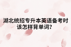 湖北統(tǒng)招專升本英語備考時(shí)該怎樣背單詞？