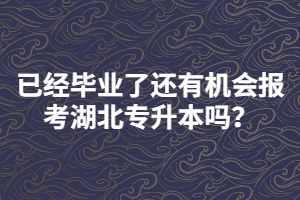 已經(jīng)畢業(yè)了還有機會報考湖北專升本嗎？
