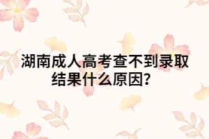 湖南成人高考查不到錄取結(jié)果什么原因？