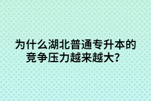為什么湖北普通專升本的競(jìng)爭(zhēng)壓力越來(lái)越大？