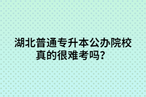 湖北普通專升本公辦院校真的很難考嗎？
