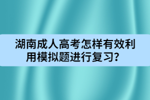 湖南成人高考怎樣有效利用模擬題進(jìn)行復(fù)習(xí)？