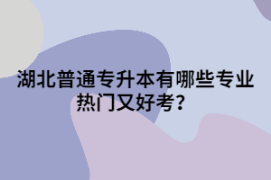 湖北普通專升本有哪些專業(yè)熱門又好考？