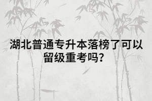 湖北普通專升本落榜了可以留級重考嗎？