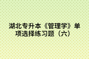 湖北專升本《管理學(xué)》單項選擇練習(xí)題(六)