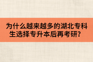 為什么越來越多的湖北?？粕x擇專升本后再考研？