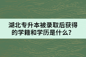 湖北專升本被錄取后獲得的學籍和學歷是什么？