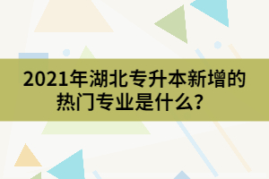 2021年湖北專升本新增的熱門專業(yè)是什么？