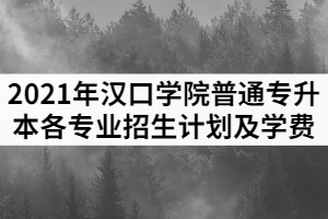 2021年漢口學(xué)院普通專升本各專業(yè)招生計劃及學(xué)費