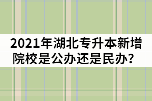 2021年湖北專升本新增院校是那兩所？是公辦還是民辦？