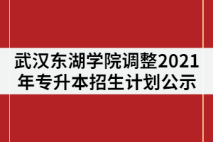 武漢東湖學院發(fā)布關于調整2021年普通專升本招生計劃的公示