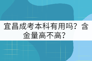 宜昌成考本科有用嗎？含金量高不高？