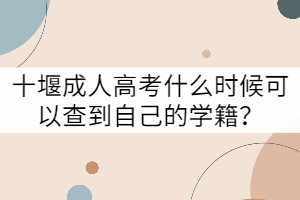 十堰成人高考什么時候可以查到自己的學籍？