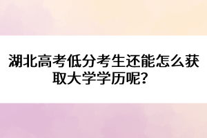 湖北高考低分考生還能怎么獲取大學(xué)學(xué)歷呢？