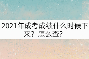 2021年成考成績什么時候下來？怎么查？