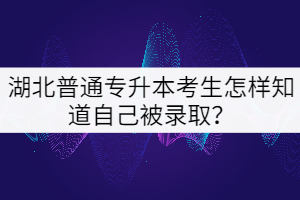 湖北普通專升本考生怎樣知道自己被錄取？