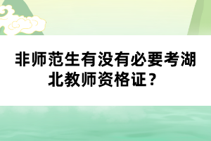 非師范生有沒有必要考湖北教師資格證？