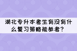 2022年湖北專升本考生有沒有什么復習策略能參考？